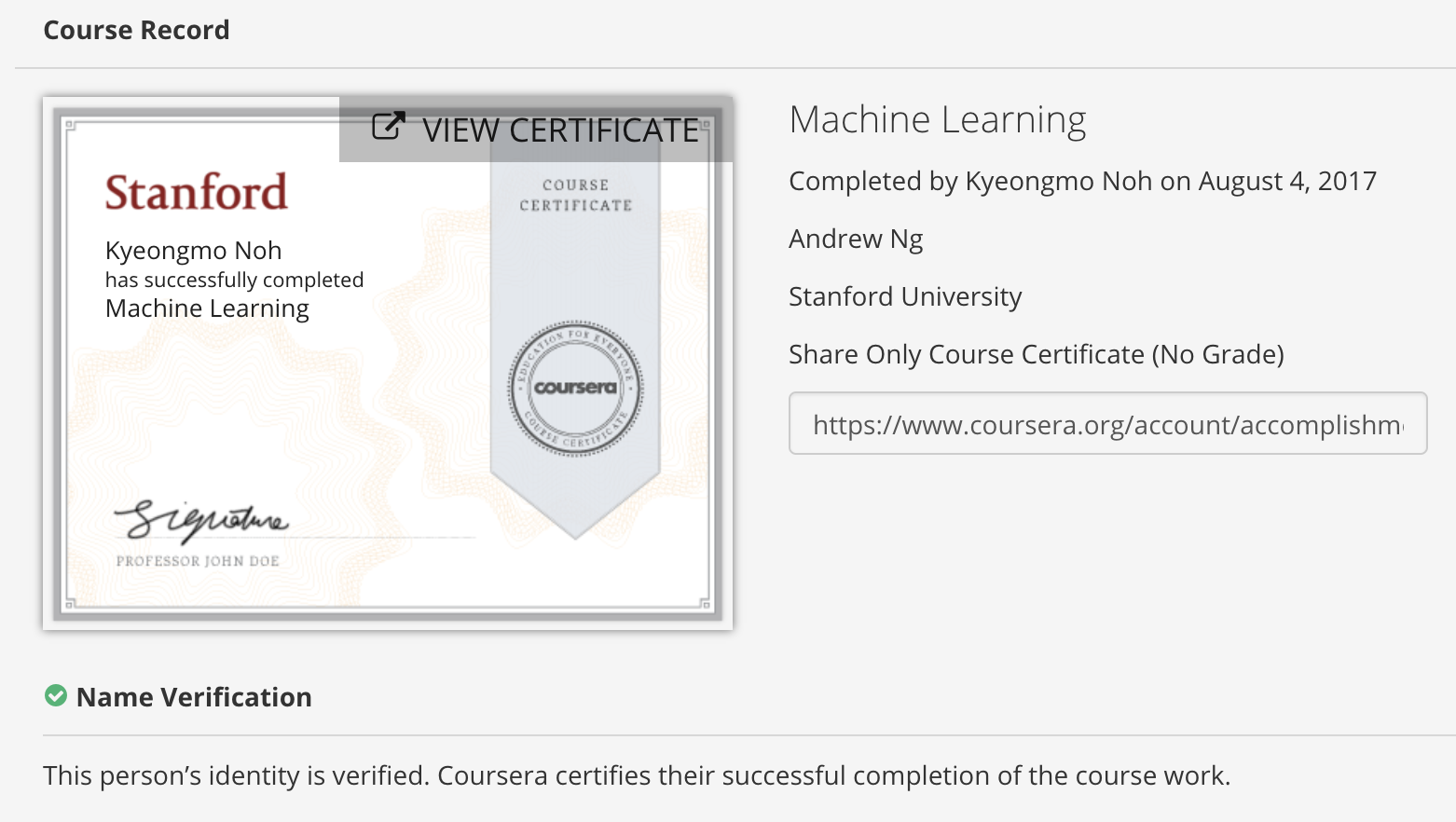 coursera certificate